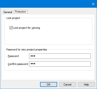 Protect Macro - Project properties window