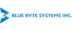 Blue Byte Systems Inc. logo featuring a blue geometric arrow symbol on the left and bold blue wordmark on the right.