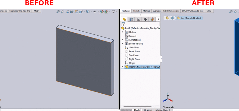 SOLIDWORKS Macro to Insert Part into New Part Document