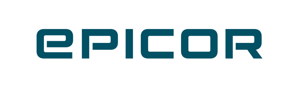 Epicor logo wordmark in dark teal on white background