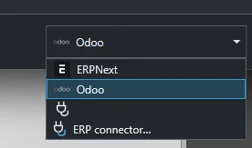 ERP Sync connector list with ERPNext selected in PDMPublisher