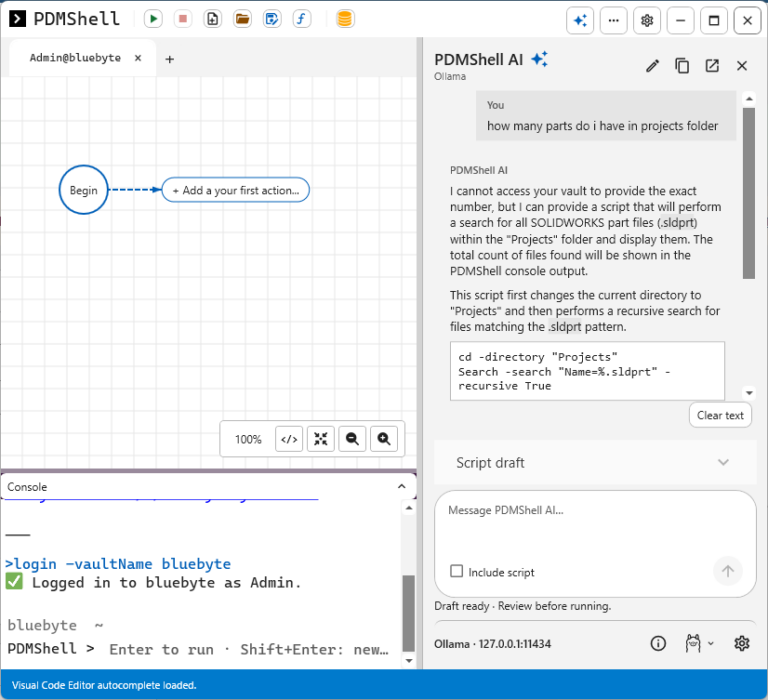 PDMShell AI running on Ollama